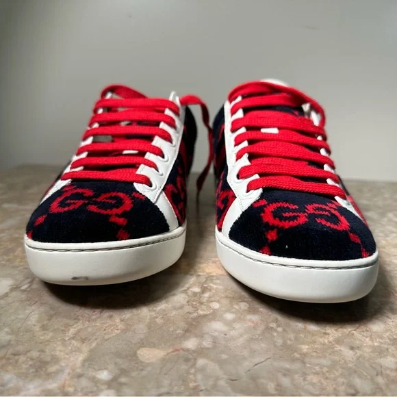 Canvas Sneakers Gucci Ace Sneaker Blue And Red Gucci Ace